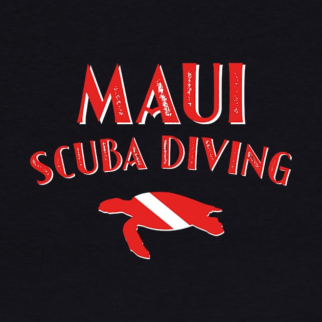 Maui – Scuba Diving - Sea Turtle & Diver Down Flag by BlueTodyArt